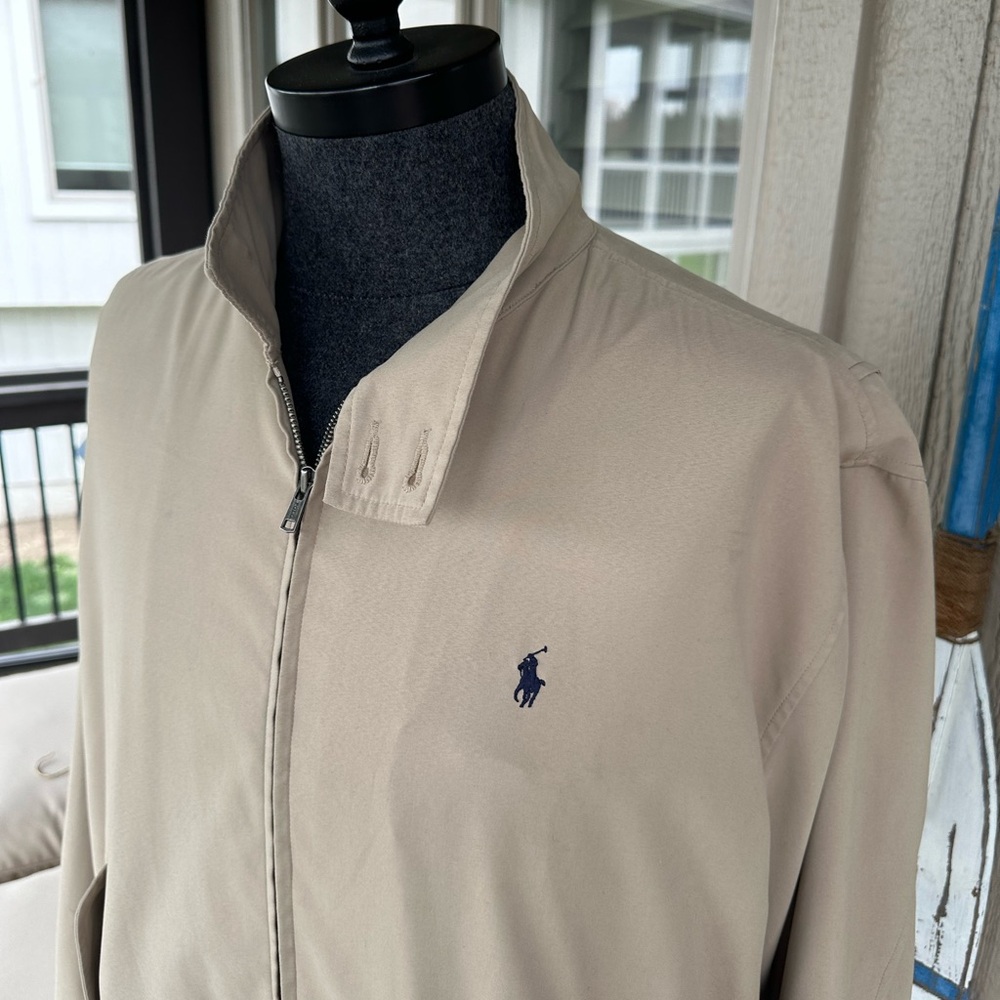 Polo by Ralph Lauren Beige Zip-Front Lightweight Jacket with Navy Pony